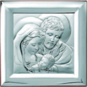 Posrebrzany obrazek Święta Rodzina 12x12 cm