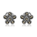 Kolczyki Srebrne Rodowane z Markazytami