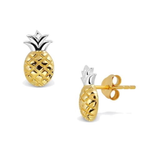 Złote Kolczyki Ananasy