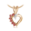Złoty Wisiorek Serce z Diamentem oraz Rubinami