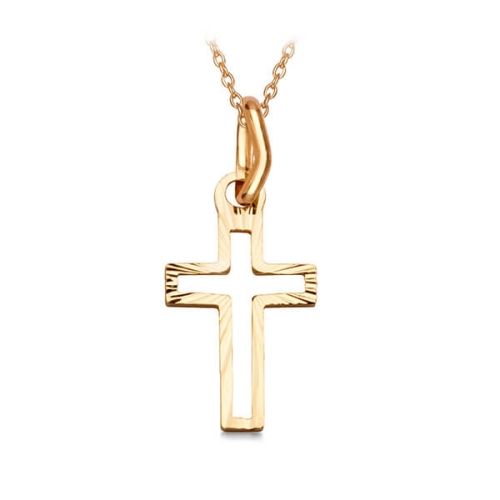 Krzyżyk Złoty Ażurowy Grawerowany