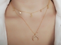 Naszyjnik Krótki z Księżycem i Gwiazdkami