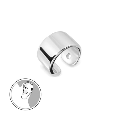 Nausznica Srebrna Szeroka Gładka