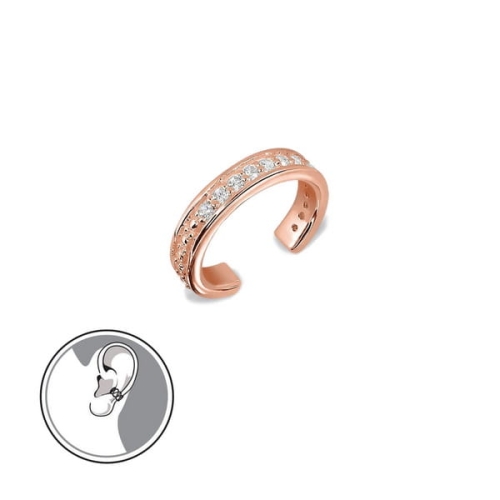 Nausznica z Cyrkoniami Pozłacana Różowym Złotem