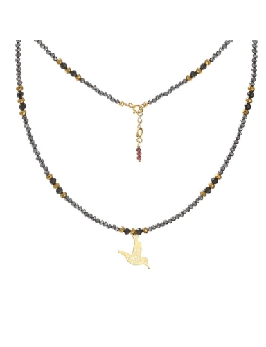 Naszyjnik z kamieni naturalnych z jaskółką