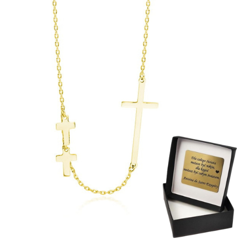 Naszyjnik z Krzyżykiem Srebrny Pozłacany