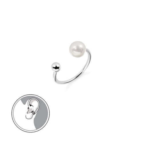 Nausznica Srebrna z Perłą