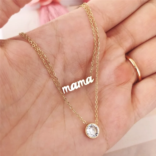 Naszyjnik pozłacany podwójny mama