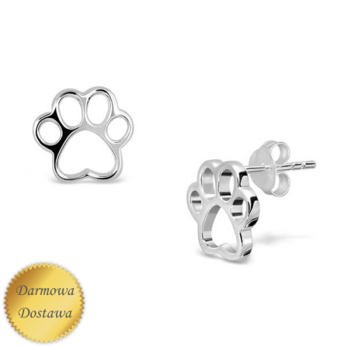 Kolczyki Łapki Psa Srebrne