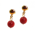 Kolczyki z kulką naturalnego korala