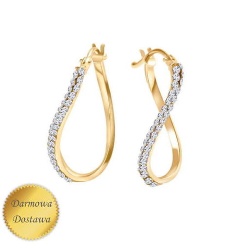 Kolczyki złote z cyrkoniami asymetryczne