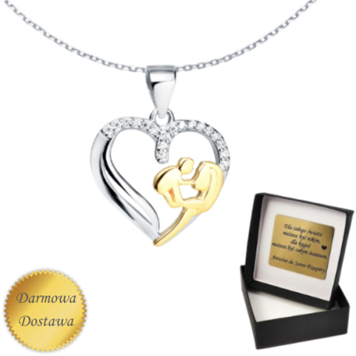 Naszyjnik srebrny pozłacany matka z dzieckiem