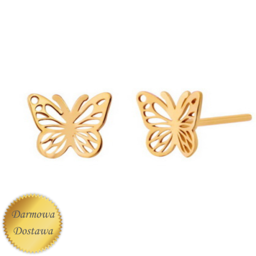 Kolczyki srebrne pozłacane motylki