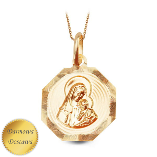 Złoty Medalik z Wizerunkiem Matki Boskiej i Dzieciątka