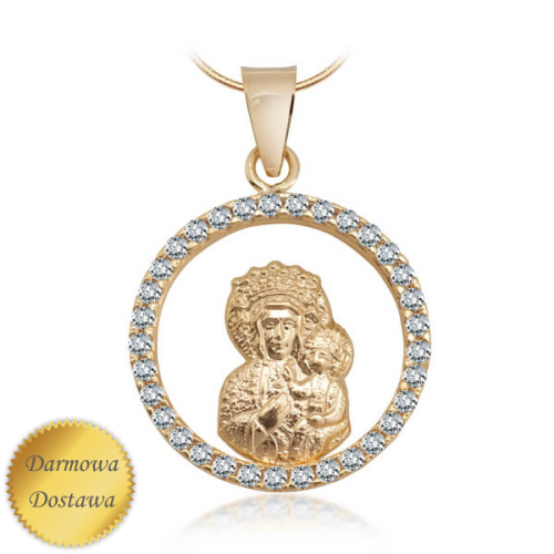 Okrągły Złoty Medalik z Wizerunkiem Matki Boskiej
