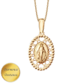 Owalny Złoty Medalik z Wizerunkiem Matki Boskiej Cudownej i Serduszkami