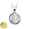 Okrągły Srebrny Medalik z Matką Boską