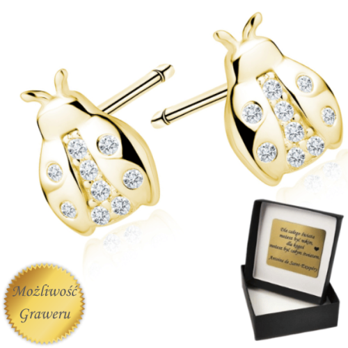 Kolczyki biedronki pozłacane