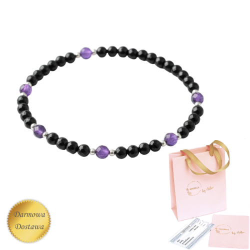 Bransoletka z onyksem na gumce