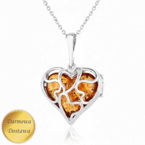 Naszyjnik Serduszko z Bursztynem
