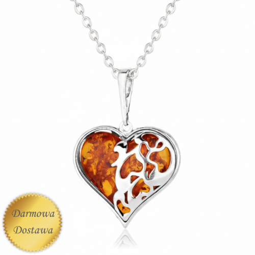 Naszyjnik Serce z Bursztynu