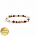 Bransoletka z koralem i kryształem na gumce