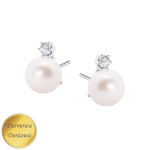 Kolczyki srebrne z perłą i cyrkoniami