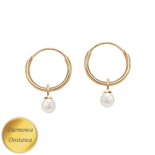 złote kolczyki kółka z zawieszką