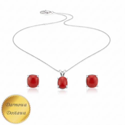 Kolczyki i wisiorek z koralem