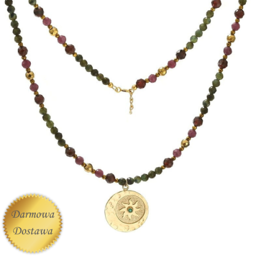 Złoty Naszyjnik Słońce Rubin