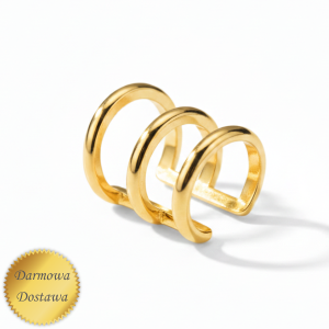 Nausznica Srebrna Pozłacana Potrójna