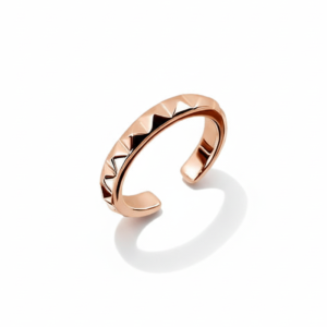 Nausznica Srebrna Pozłacana Różowym Złotem Fasetowana