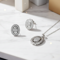 Elegancki Komplet Biżuterii Srebrnej 925 – Kolczyki i Wisiorek z Cyrkoniami