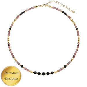 Naszyjnik z kamieni kwarcu i turmalinu