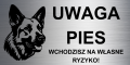 Tabliczka ostrzegawcza UWAGA PIES owczarek niemiecki