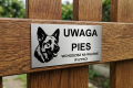 Tabliczka ostrzegawcza UWAGA PIES owczarek niemiecki
