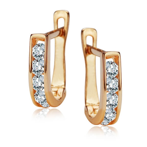 Złote Kolczyki Białe Przecinki 333