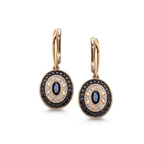 Złote Kolczyki z Brylantami i Szafirami