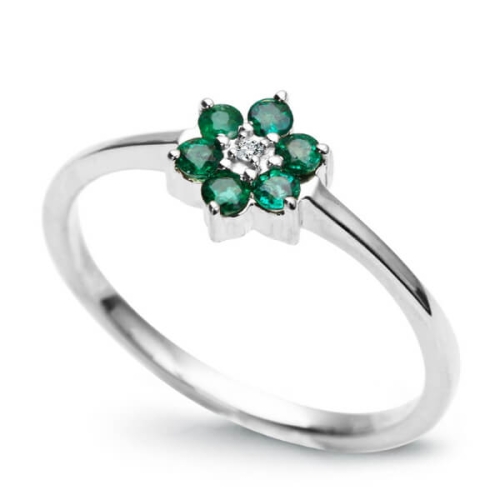 Pierścionek z Diamentem i Szmaragdami