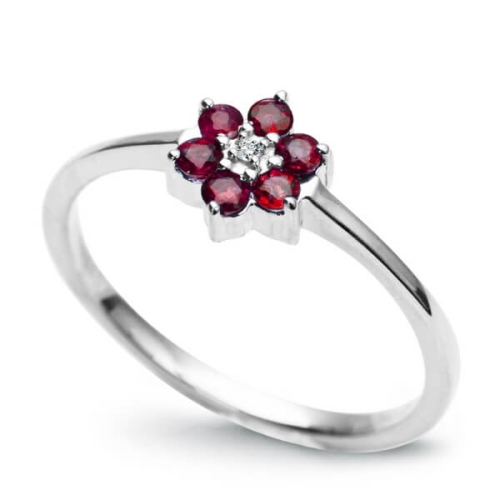 Pierścionek z Diamentem Rubinami