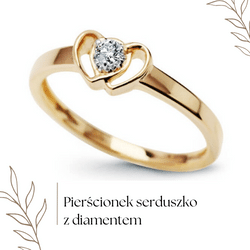 Pierścionek serduszko z diamentem