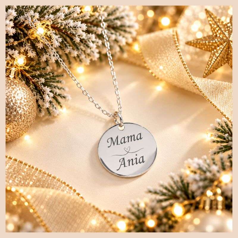 Srebrny medalik z grawerem Mama dla mamy na święta