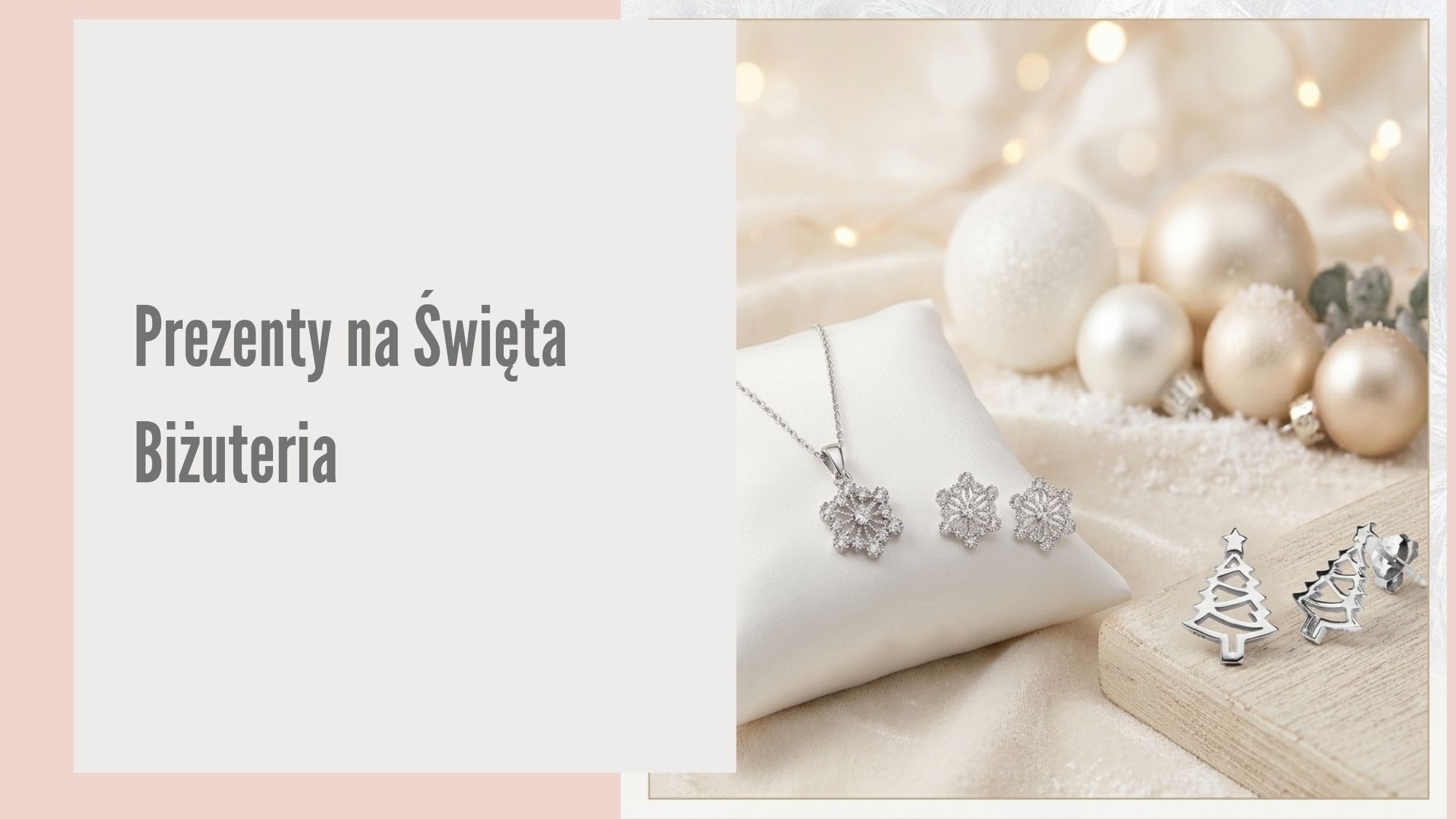 Srebrna biżuteria na prezent na święta – naszyjnik i kolczyki śnieżynki oraz kolczyki choinki